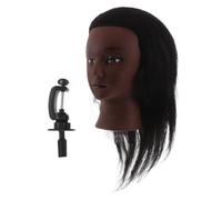 UKCOCO Real Hairdressing Mannequin Head for Hair Styling and Training with Plastic Base, Supports Curling and Diverse Styling, for Home Training and Salons, for Learners Practice