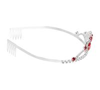 UKCOCO Red Large Rhinestone Crown Tiara Headband, Party and Wedding Hair Accessory, Elegant Bridal Birthday Headdress