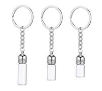 UKCOCO Refillable Glass Perfume Bottles Keychain Set 3pcs Small Medium Large Travel Size Mini Empty Bottles with Bright Silver Acrylic Caps for Portable Fragrance Storage