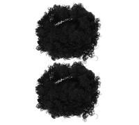 UKCOCO Resilient Curly Wig 2pcs in Black Synthetic Fibers, Natural Afro Style with Easy Styling, Comfortable Fit for Men and Women during Roleplaying and Everyday Use