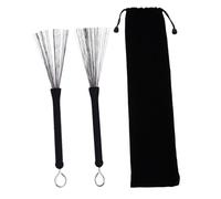 UKCOCO Retractable Drum Wire Brush with Stainless Steel Material and Bag Included, for Jazz Drum Playing and Beginner Practicing, Featuring Good Spring Back Effect and Black Colour
