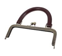 UKCOCO Retro Wooden Bag Handle with Iron Clasp Frame, Lightweight Purse Handle Replacement for DIY Coin Purse or Clutch Bag Making, Personalize Your Vintage Style Handbag