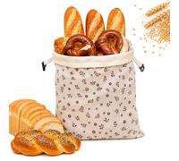 UKCOCO Reusable Beeswax Bread Bag for Homemade Sourdough, Large Cotton Loaf Storage Keeps Food Fresh, Bakery Container with Buckle for Freezer & Refrigerator, 43x32cm