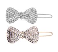 UKCOCO Rhinestone Bow Hair Clips Featuring Alloy Material 2pcs for Women and Girls and Secure Hold, Elegant Design with Preventions against Slipping, for Formal Events and Weddings