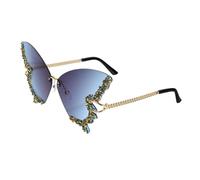 UKCOCO Rhinestone Butterfly Sunglasses Rimless Decorative Eyewear for Women Party Masquerade Carnival Fashion Show Accessories