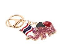 UKCOCO Rhinestone Pink Elephant Keychain with Thai Flag Charm, Crystal Bling Bag Pendant for Backpack, Wallet and Handbag Accessories