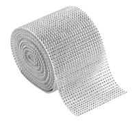 UKCOCO Rhinestone Ribbon Trim Mesh 24-row Silver Cuttable Wear-resistant Crystal Craft Ribbon for Wedding Cake Decorations Birthday Party Supplies