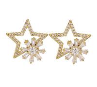 UKCOCO Rotatable Star Earrings for Women Alloy Hypoallergenic Shiny with Zirconia Creative Fashion Jewelry for Daily Wear and Gift