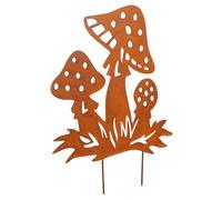 UKCOCO Rustic Metal Mushroom Garden Figurine Hollow Out Art Plant Pick Outdoor Patio Lawn Ornament Decorative Sculpture for Home Garden