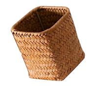 UKCOCO Rustic Straw Woven Pen Holder Toothbrush Organizer Utensil Container for Desktop Makeup Brushes and Stationery Storage with Natural Weaving Craft Decoration