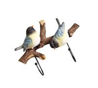 UKCOCO Rustic Style Resin Bird Wall Hook with Iron Branch, Wear Resistant Decorative Coat Hanger Hook for Home and Garden Decoration, Easy to Clean and Unique Aesthetic