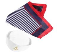 UKCOCO Sailor Hat and Scarf Set for Men Women with Gold Badge | Polyester Construction, Ready to Wear and Shape Holding, Nautical Style for Birthdays and Party Events