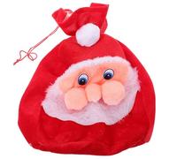 UKCOCO Santa Claus Bag Drawstring Xmas Red Plush Sack 17.7X14.6 Inch Christmas Candy Present Pouch for Holiday Party Decoration and Giving