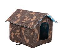 UKCOCO Semi Enclosed Warm Cat House Pet Nest for Indoor Outdoor Use Detachable Camping Tent for Cats Dogs Cozy Sleeping Shelter Leaf Brown
