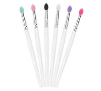 UKCOCO Silicone Eyeshadow Brush Set Cosmetic Eye Shadow Tool with Plastic Handle Color 6pcs for Easy Application and Reusable Use for Work the Go