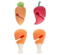 UKCOCO Silicone Kitchen Spill Stoppers Chili, and Chicken Drumstick Shapes 4pcs with Carrot Comfortable Hand Feeling and Convenient Pot Lid Holders for Cooking and Boil