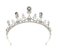 UKCOCO Silver Alloy Crown Women Princess Tiara Headpiece with Crystal Queen Crown Design, Versatile Wedding Bridal Hair Accessories for Bride and Party, Stylish and Elegant Rhinestone