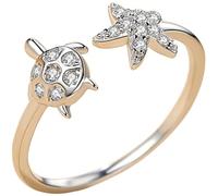 UKCOCO Silver Copper Ring Classic Ocean Animal Band Jewelry for Women Adjustable Simple Elegant Design Featuring Turtle and Sea Star Shapes Suitable for Wedding and Daily Life