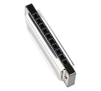 UKCOCO Silver Stainless Steel Harmonica in Key of C with 10 Holes, Easy to Carry Compact Design, Sl nd Stylish for Adults and Beginners Playing Blues Music
