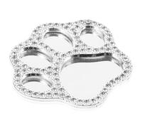 UKCOCO Silver Zinc Alloy Cat Paw Phone Case Decoration with Crystal Rhinestone and Glass Lens, Multi-functional DIY Craft Accessory and Travel Makeup Mirror for Phone Case