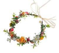 UKCOCO Simulated Colorful Rose Wreath Headband Floral Wedding Hair Accessories Bridal Flower Crown Headdress for Bride Photo Prop Holiday Decor