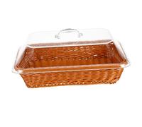 UKCOCO Simulated Rattan Bread Basket with Lid Woven Food Serving Tray for Restaurant Kitchen Picnic Rustic Decorative Basket for Fruits Bread Snacks and Vegetables