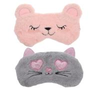 UKCOCO Sleep Eye Masks with Adjustable Elastic Cord Soft Cartoon Animal Design 2pcs Plush for Eye Relaxation and Shading Blindfolds for Tourism and Train Travel