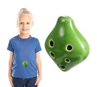 UKCOCO Small 6-hole Ceramic Alto Ocarina Flute with Lanyard and Music Sheet - Green Mini Short Mouth Beginner Ocarina Instrument for Practice and Necklace Use