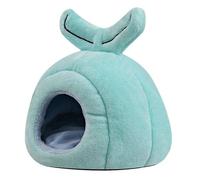 UKCOCO Small Pet Rodent Bed Whale Shape Lint Material Soft Plush Hideout for Rabbits and Chinchillas Blue Warm Bedding for Sleep and Cage Decor