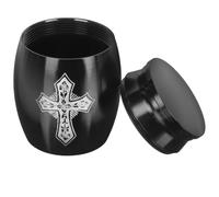 UKCOCO Small Stainless Steel Memorial Ashes Urn with Cross Pattern, Convenient to Carry and Sturdy Metal Cremation Urn for Human Ashes, for Funeral or Cemetery Use