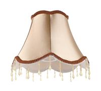 UKCOCO Small Vintage European Table Lamp Shade with Beaded Edge, Fabric Scalloped Lampshade for E27, Designed for Bedroom and Living Room Lighting