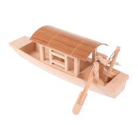 UKCOCO Small Wood Boat Model with Canopy Mini Fishing Wooden Boat Decor Identification Creative Home Decoration for Hobby and Craft Display