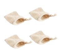 UKCOCO Soap Net Bags Soft Exfoliating Mesh Soap Pouches with Drawstring 4pcs Cotton and Linen with Rich Foaming for Bathing and Traveling