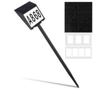 UKCOCO Solar Address Sign for Outside: House Number Plaques LED Illuminated Home Number Address Sign With Wall Mounted Or Ground Outdoor, Black