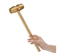 UKCOCO Solid Brass Mini Hammer, Detachable Handle Small Mallet - Vintage Fidget Toy & Desk Ornament - Non-sparking Precision Tool for Jewelry Making, Leather Craft, Walnut Cracking (golden)