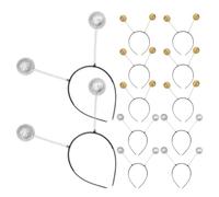 UKCOCO Springy Wire Antenna Headbands 12Pcs with Glitter Pom Pom Boppers, Silver and Gold, Insect Costume Headwear for Christmas and New Year'S Eve Celebrations