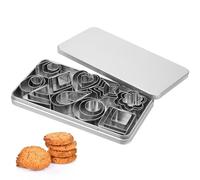 UKCOCO Stainless Steel Cookie Cutters Smooth with Metal Storage Box, Includes Star, Flower and Rectangle Shapes and Reusable Design for Baking and Making Cakes