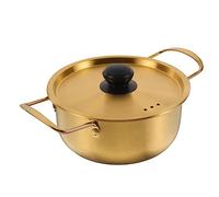 UKCOCO Stainless Steel Korean Ramen Noodle Pot with Lid Lightweight Stackable Cooking Pot for Camping and Outdoor Use Heat Conductive Kitchen Stockpot with Handles
