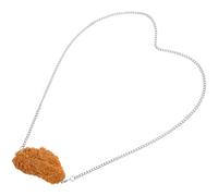 UKCOCO Stylish Chicken Wing Pendant Necklace in Orange Pvc Material, Hip-hop Inspired Fried Food Accessory for Fashion-forward Individuals, Unique and Versatile Food Pendant Necklace