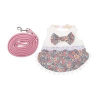 UKCOCO Summer Bunny Dress with Leash for Small Pets, Lightweight Cotton Lace Outfit, Easy to Put and Take, for Indoor and Outdoor Use, Makes Your Pet Look More Lovely