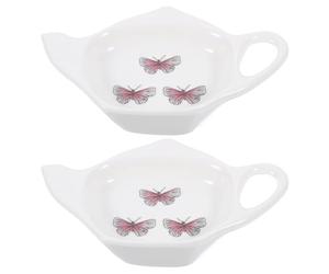 UKCOCO Tea Bag or Resting Tea Bag after Steeping 2pcs Teapot Shape Ceramic with Spoon Holder Function, Sturdy and Not Easy to Break