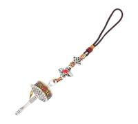 UKCOCO Tibetan Six-word Chant Prayer Wheel Pendant Car Mirror Hanging Ornament Vintage Rotatable Rearview Mirror Accessories for Car Decorations
