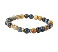 UKCOCO Tiger Eye Beaded Buddha Stretch Bracelet for Women Elastic Wrist Rope Fashion Wrist Ornament with Gold Buddha Head Suitable for Daily Wear and Spiritual Use