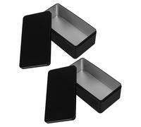 UKCOCO Tinplate Metal Storage Box 2Pcs Large Capacity Containers for Candy and Wedding Keepsakes with Secure Lid Obsidian Black Suitable for Home and Party Use