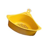 UKCOCO Triangular Plastic Kitchen Sink Drain Strainer Basket with Multi-holes Design and Suction Cup for Stable Draining and Corner Storage Organiser in Yellow