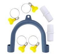 UKCOCO U-Shaped Washer Drain Hose Hook Support Clamp Holder with Plastic Adapter and Clamps, Prevents Kinks and Blockages, Keeps Laundry Room Dry and Tidy, for Washing Machine Drain Pipes