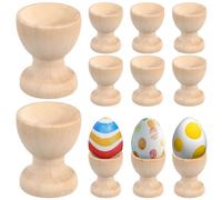 UKCOCO Unfinished Wooden Egg Cups 24-Piece Set - Wood Easter Craft Stands for DIY Painting & Display - for Children's Easter Egg Decorating - Multi-Purpose for Breakfast Table & Classroom Activities
