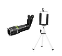 UKCOCO Universal Clip On Mobile Phone Telephoto Lens Set 20X Optical Camera Lens Tripod Eyecup Sturdy and Easy to Use Macro and Distance Photography for Smartphones Random Color