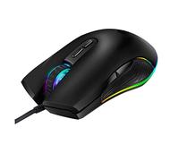 UKCOCO Usb Gaming Mouse 7 Keys Rgb Lighting Usb Optical Mouse for Pc Laptop Illuminated Logo Matte Black Suitable for Gaming and Office Use Random Color