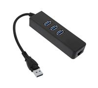 UKCOCO Usb Type-c Data Hub with 3 Usb 3.0 Ports and 1000mbps Rj45 Gigabit Ethernet Adapter for Laptop Pc Black, Dc5v Powered Network Converter for Office and Home Use